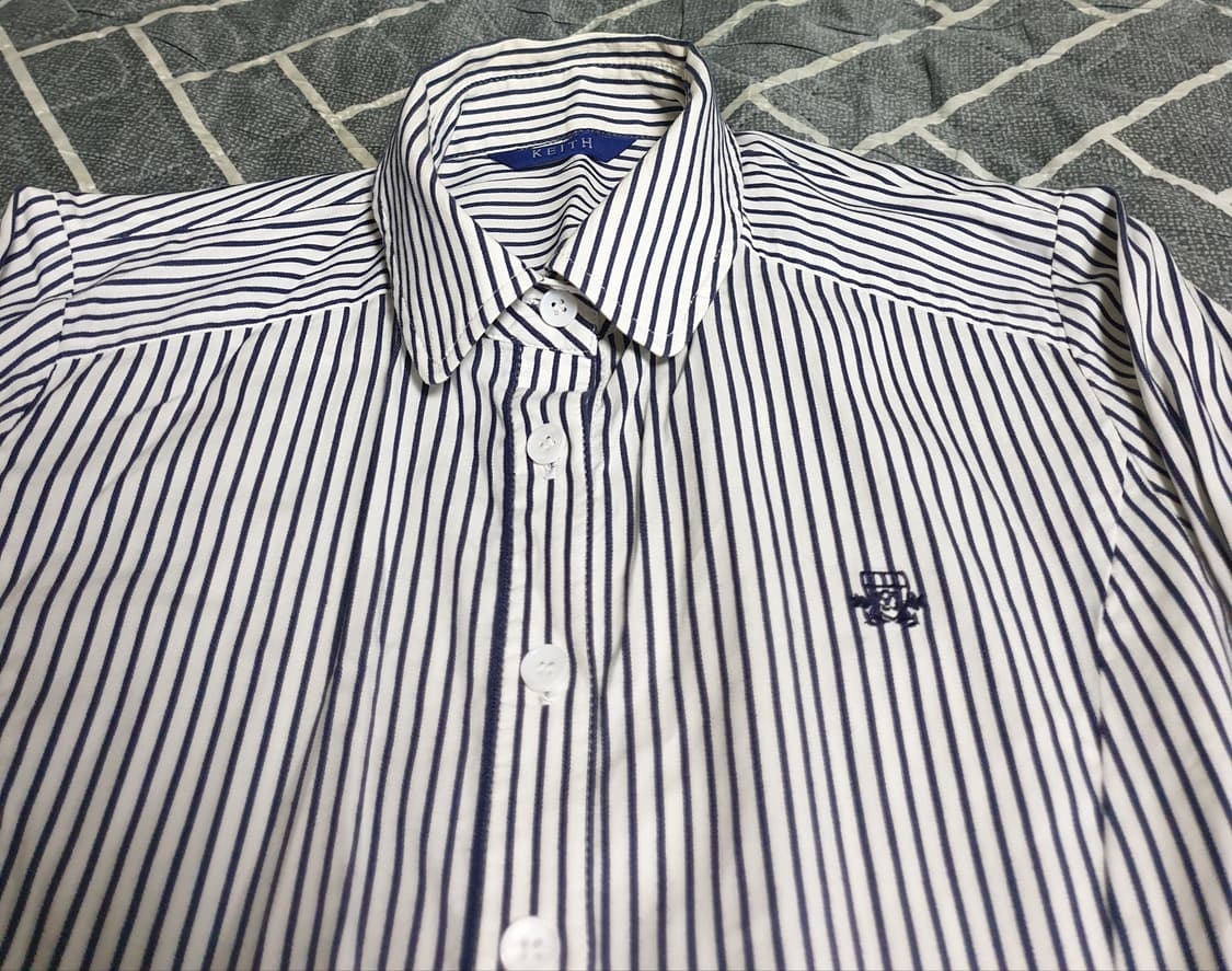 KEITH 스트라이프 긴팔 블라우스 네이비 (S) 상품이미지2