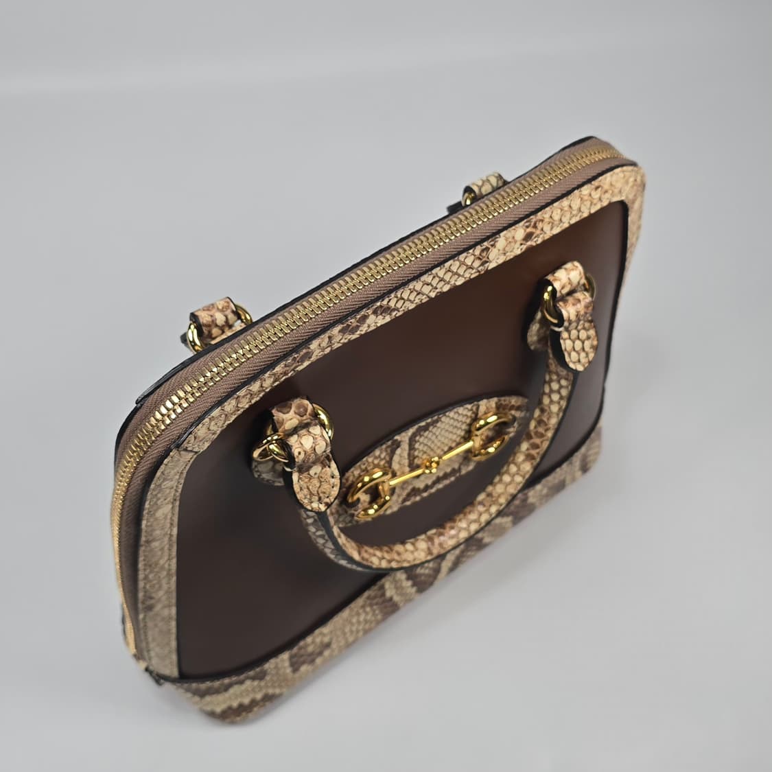 구찌 스몰 레더 파이톤 트리밍 홀스빗 1955 탑 핸들 토트 겸 숄더백 상품이미지7