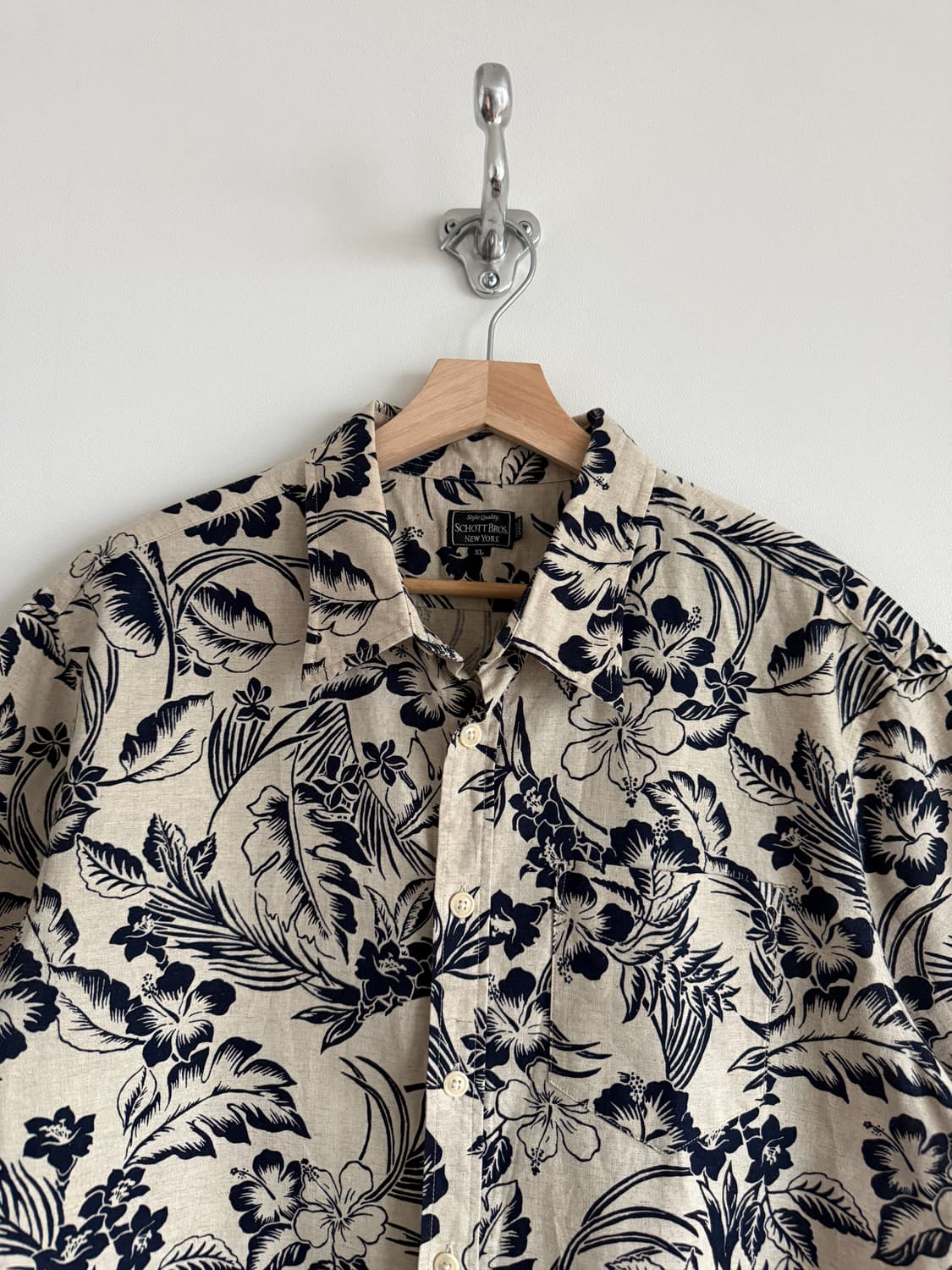 쇼트(SHOTT) 코튼&린넨 하와이안 셔츠(JAPAN, 거의 새제품) 상품이미지2