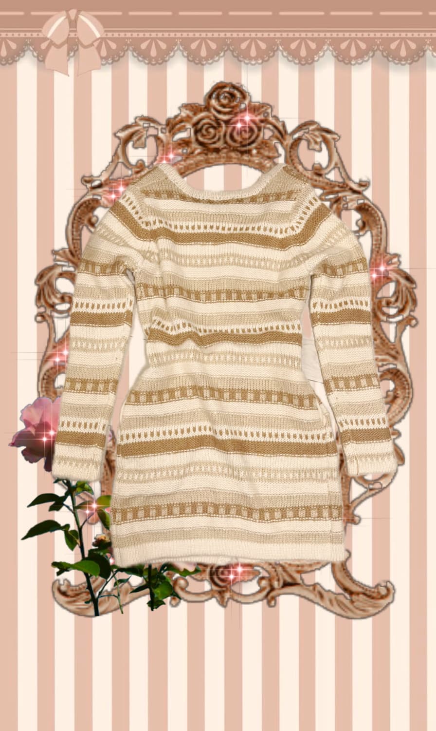 라떼갸루 라떼맛 롱 니트 가디건 히메갸루 빈티지 상품이미지2