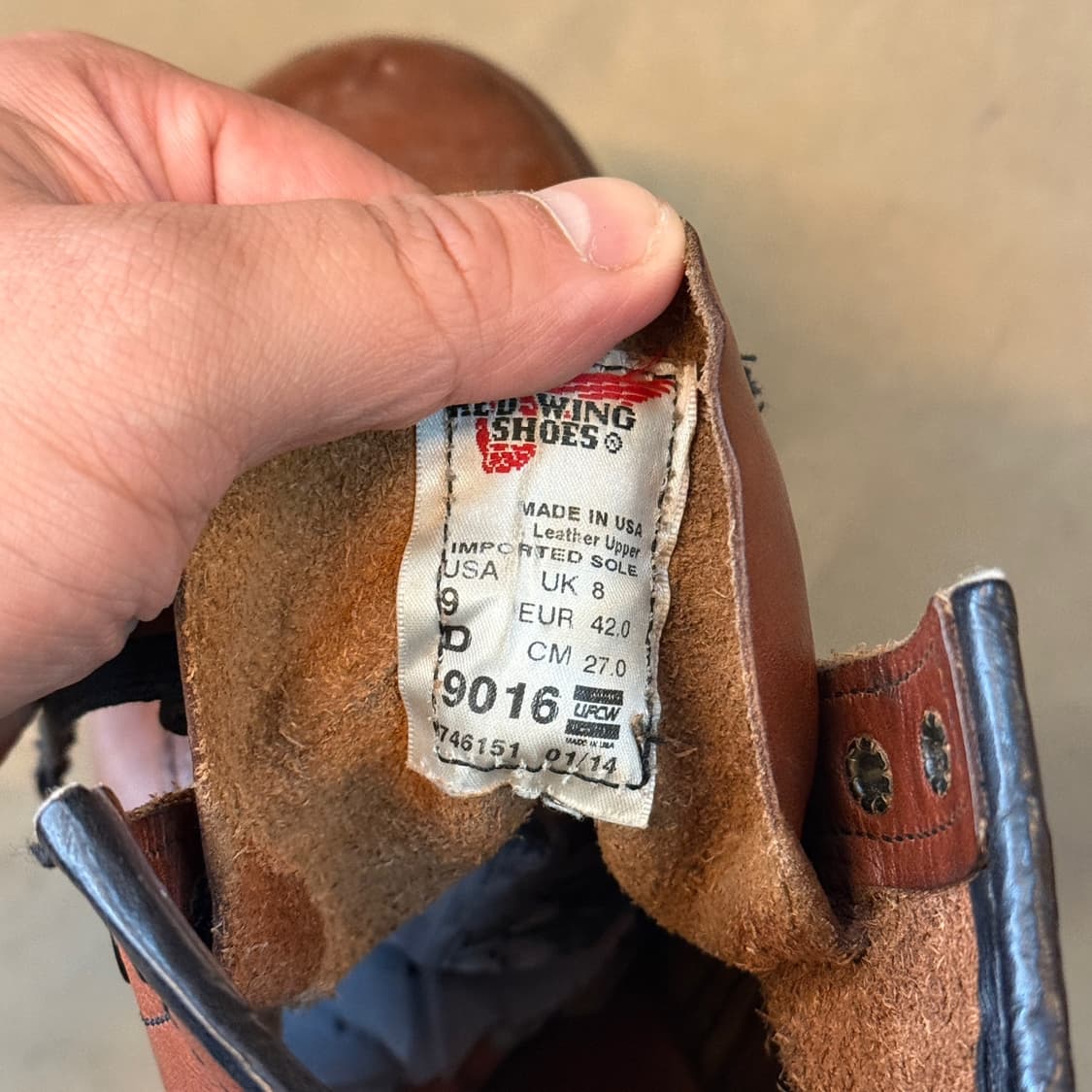 레드윙 OG 벡맨 9016 시가 구형 레더 부츠 9D 상품이미지6