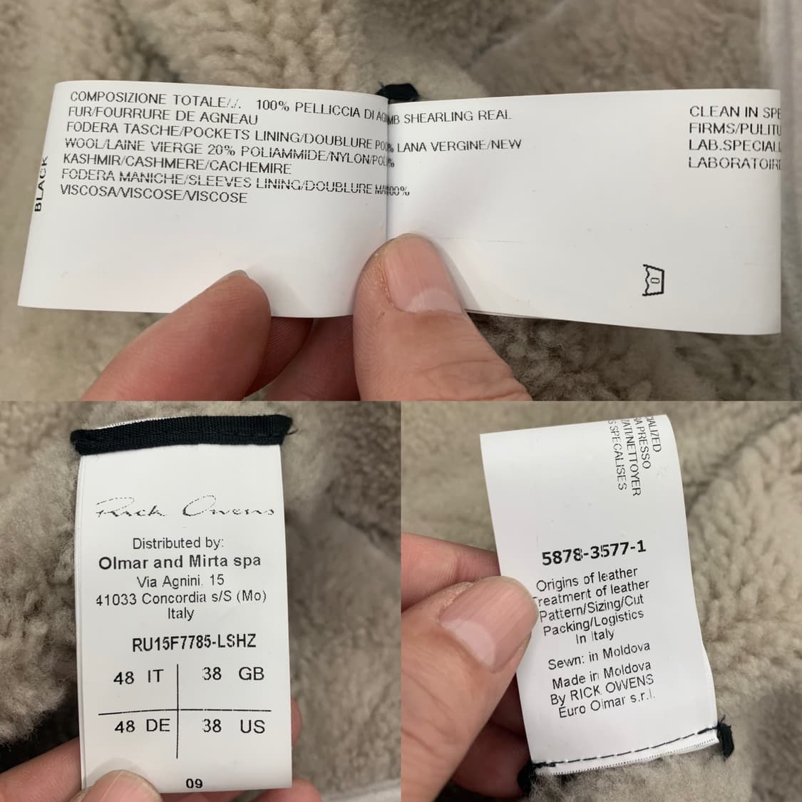 릭 오웬스 SPHINX F/W 15 코트(시어링)48사이즈-해외발송 상품이미지10