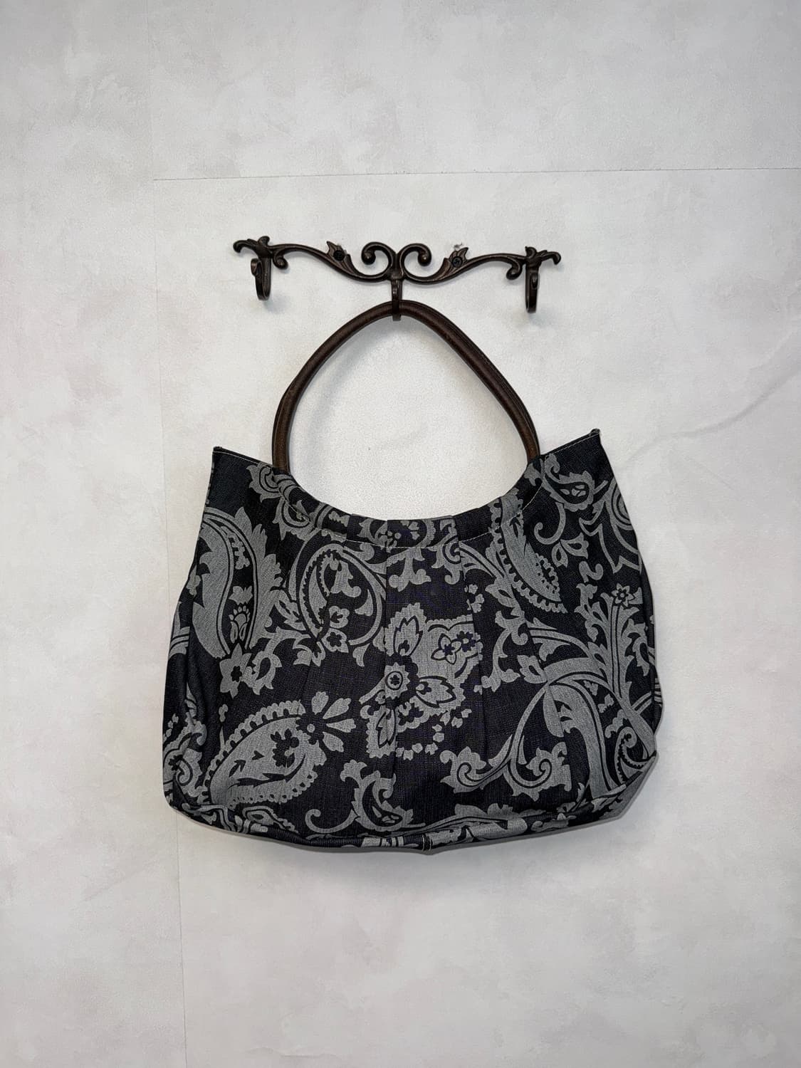 Black denim ethnic pattern shopper bag 상품이미지4