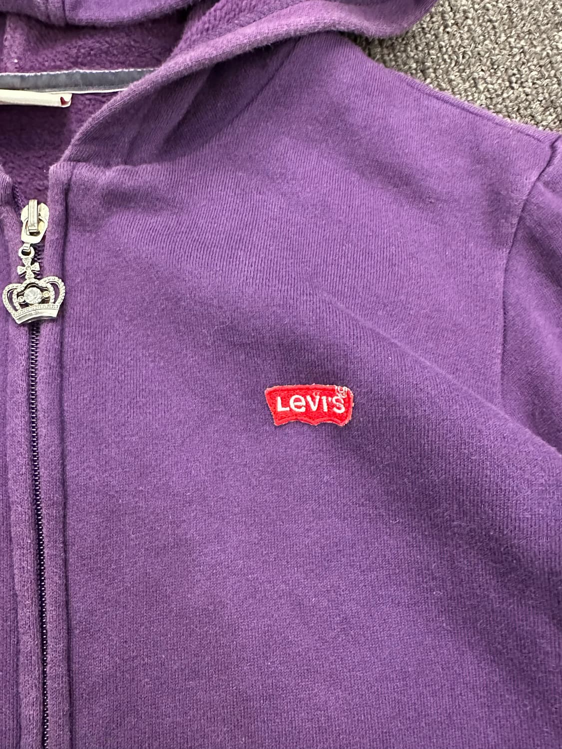 155)리바이스 빈티지 여성 크라운 큐빅 패치 퍼플 후드집업 상품이미지3