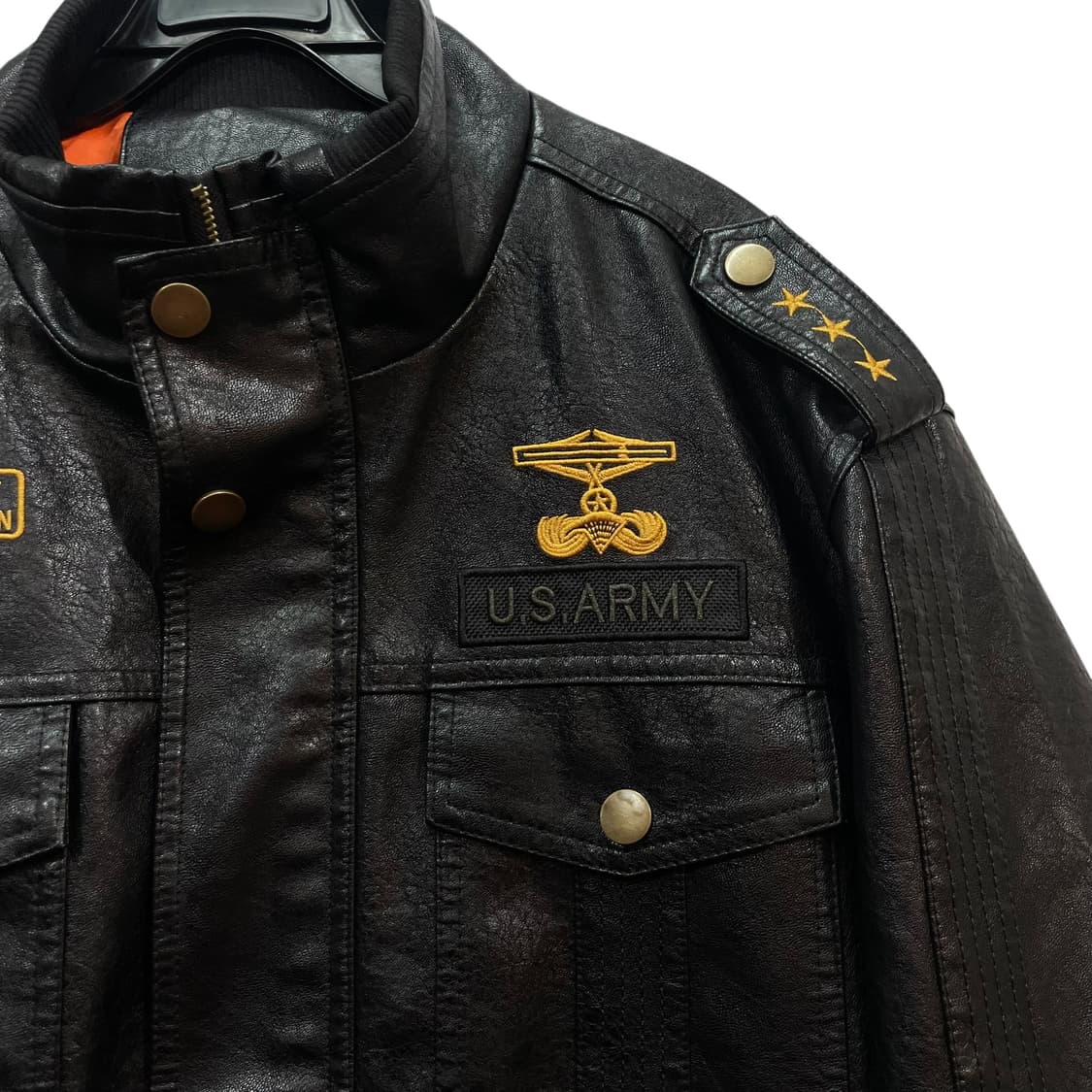 Black Military Leather Jacket 상품이미지6