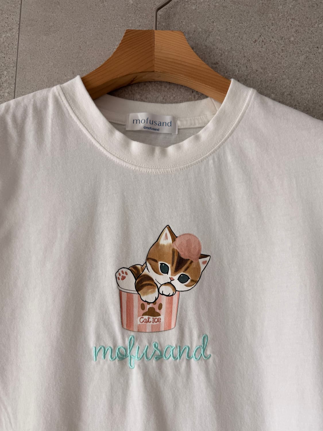 모푸샌드 고양이 반팔 티셔츠 화이트 여성m 상품이미지2