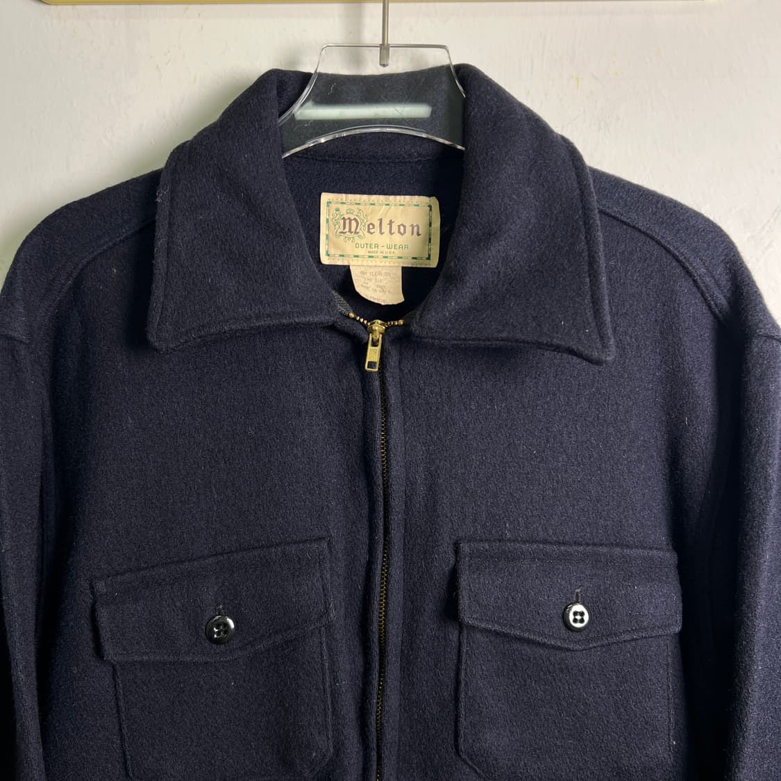 Melton 멜톤 네이비 울 집업 자켓 L 상품이미지4