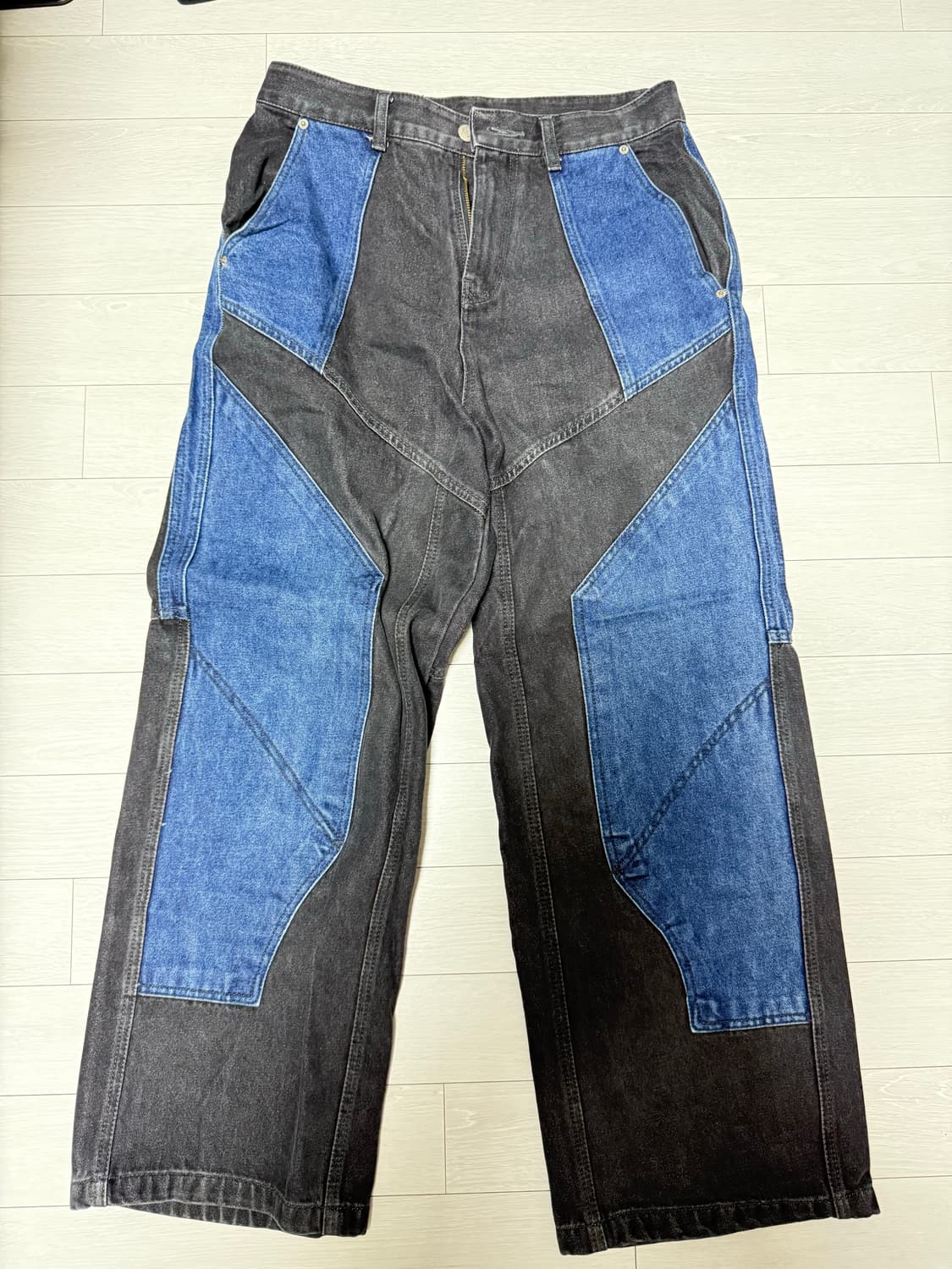 꼼파뇨 믹스드 절개 데님팬츠 상품이미지1