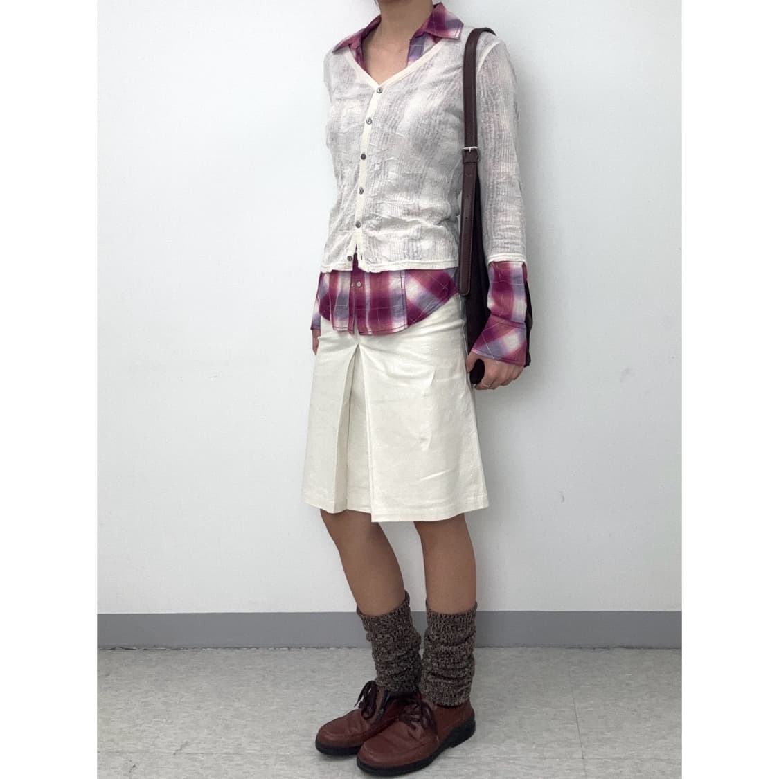 빈티지 아이보리 플리츠 가디건 상품이미지3