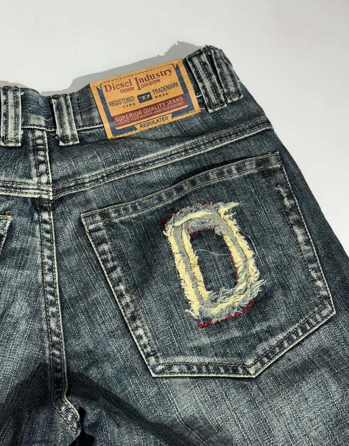 디젤 D 진청 자수 와이드 데님 팬츠 상품이미지3