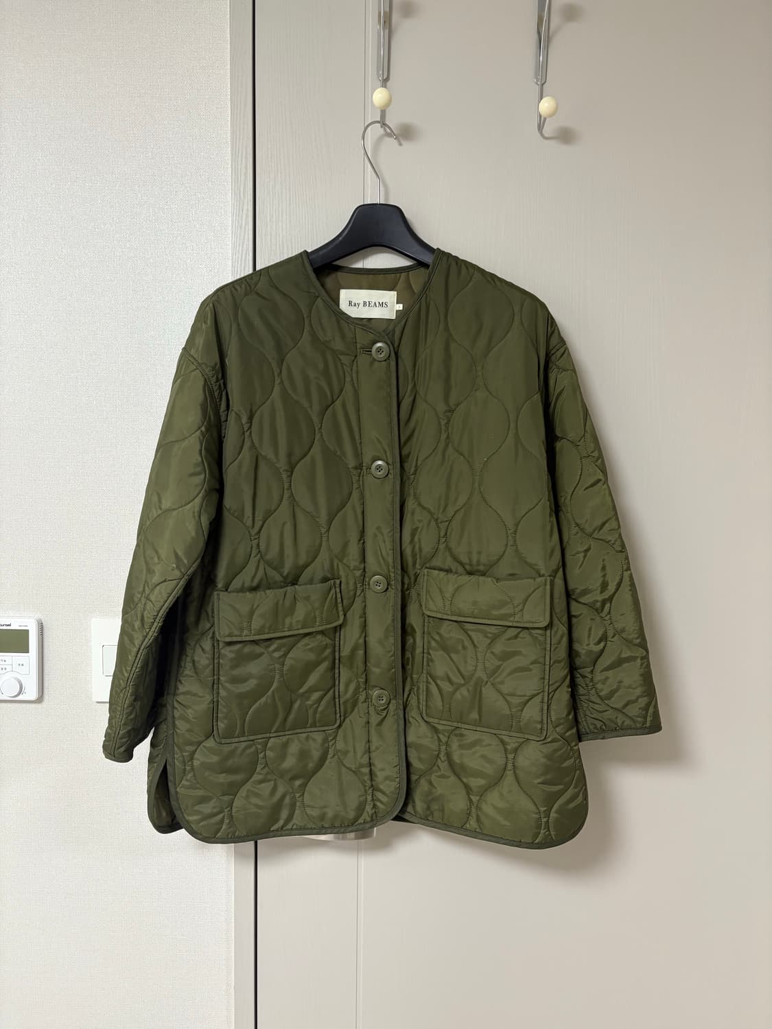 레이 빔즈 퀼팅 노카라 자켓 상품이미지2