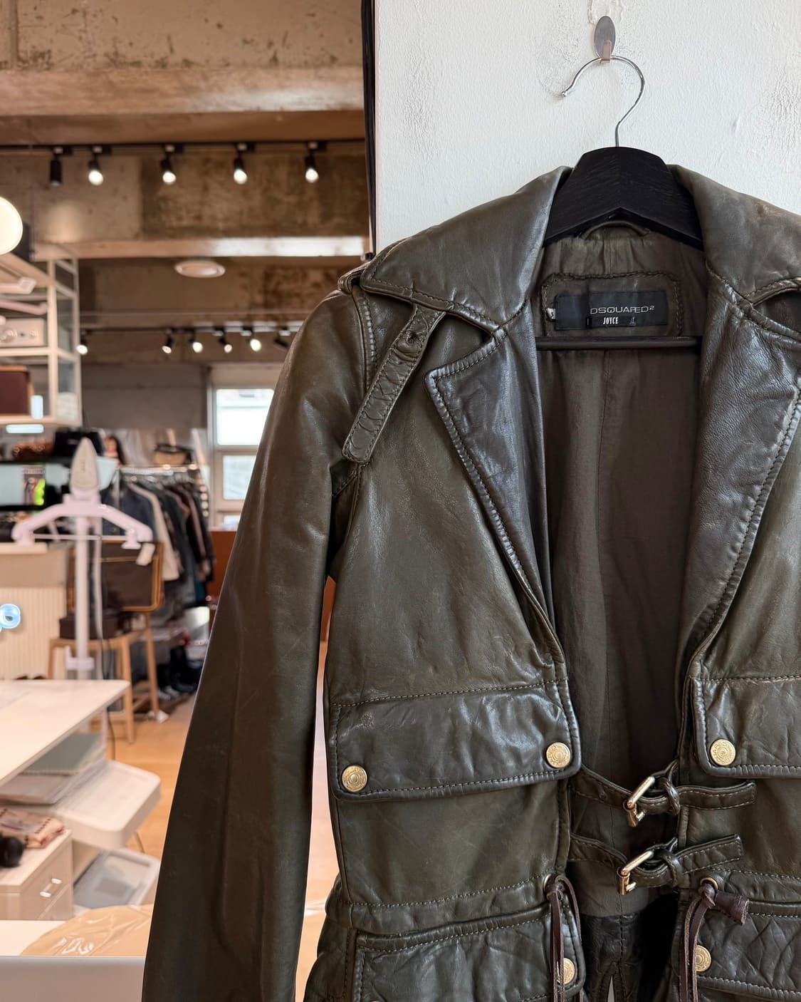 디스퀘어드2 카키 레더 라이더 자켓  상품이미지4