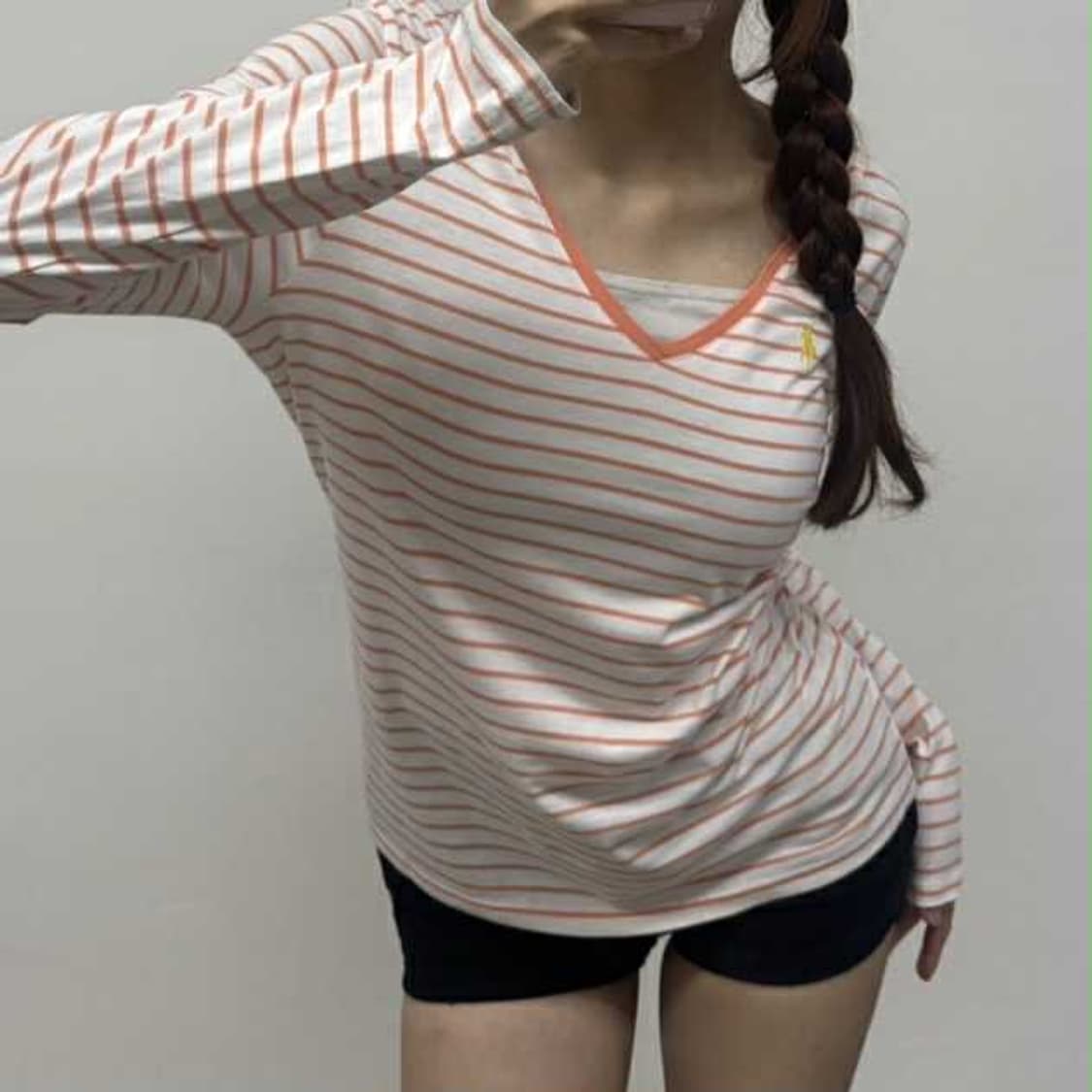폴로 랄프로렌 브이넥 스트라이프 롱슬리브 티셔츠(M) 상품이미지1