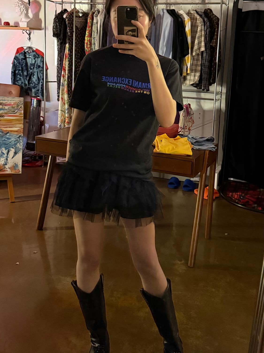 아르마니 익스체인지 Made in USA 블랙 반팔 상품이미지1