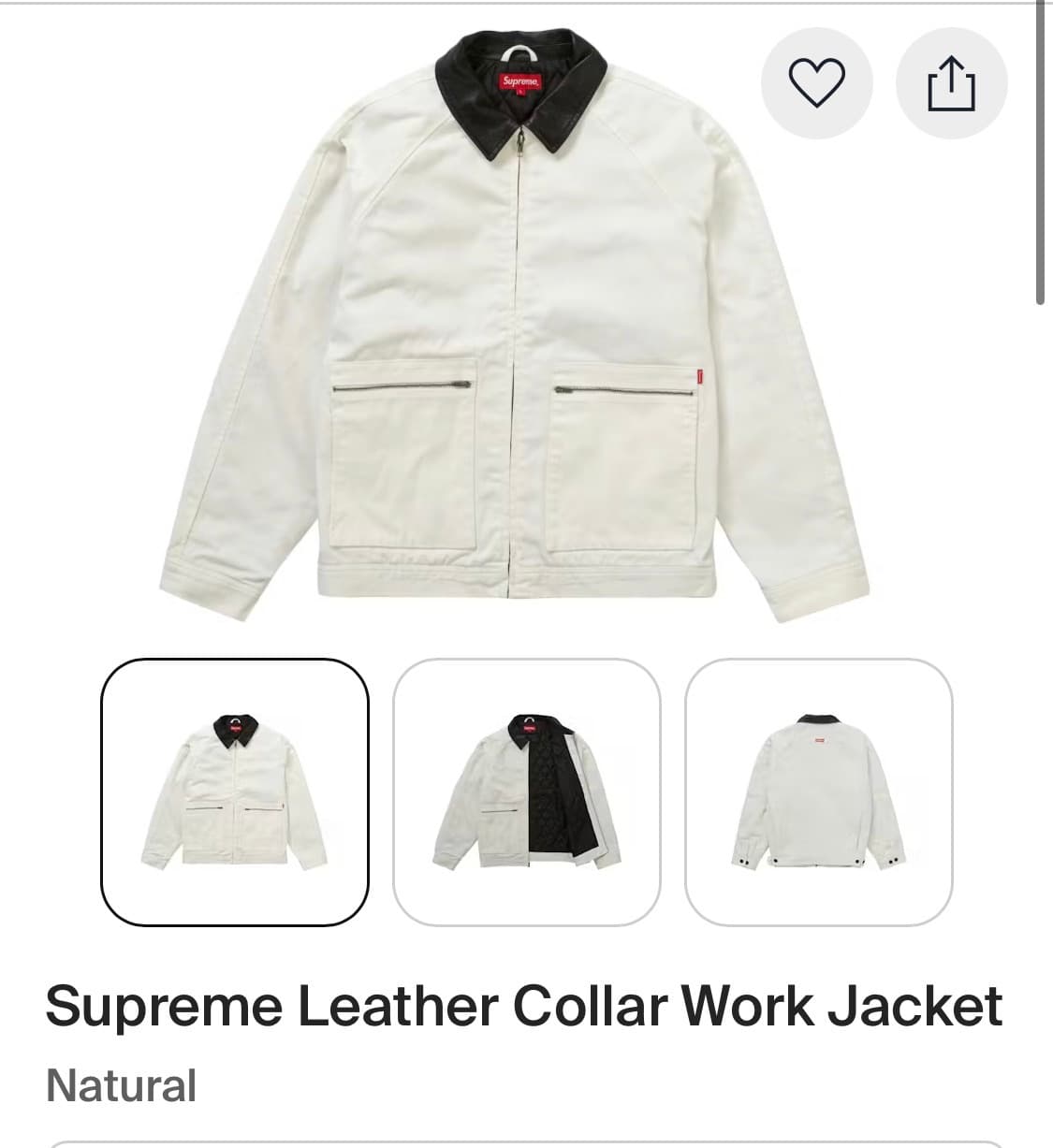 Supreme Leather Collar Work Jacket 20FW 상품이미지1