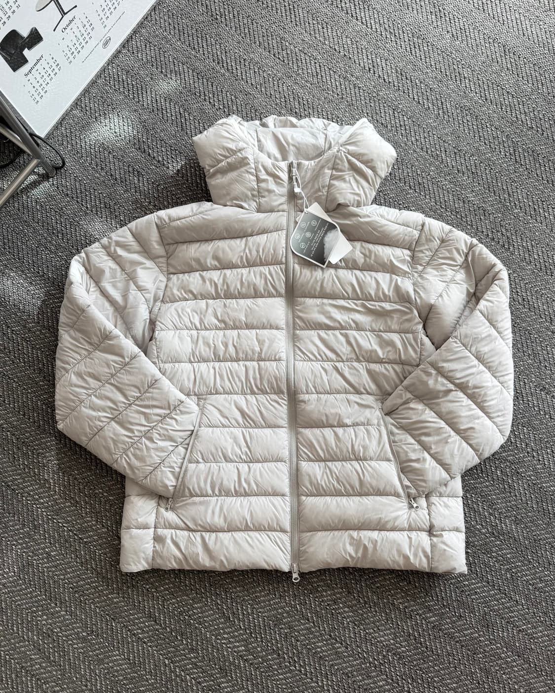 언박싱 제품💨 스파오 씬라이트 경량패딩 LIGHT GRAY (XL) 상품이미지1