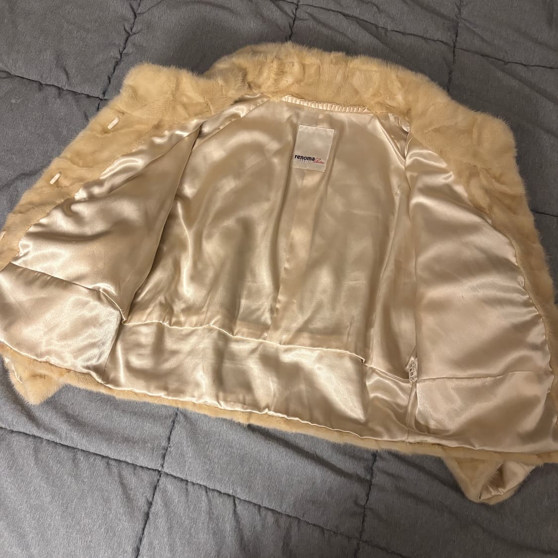 레노마 베이지 아이보리 밍크 퍼 숏 크롭 자켓 재킷 상품이미지5