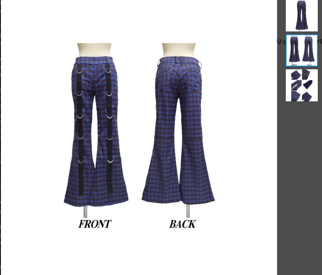 M 새제품) LISTEN FLAVOR 펑크 체크 플레어 부츠컷 바지 여자 상품이미지5
