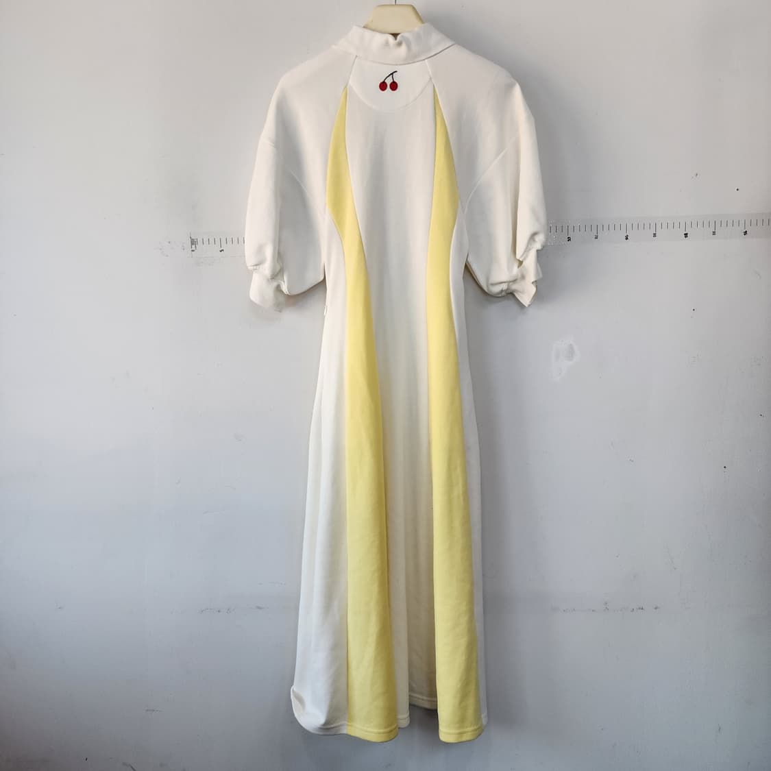 수입 명품 화이트 옐로우 배색 카라 롱 원피스 상품이미지8