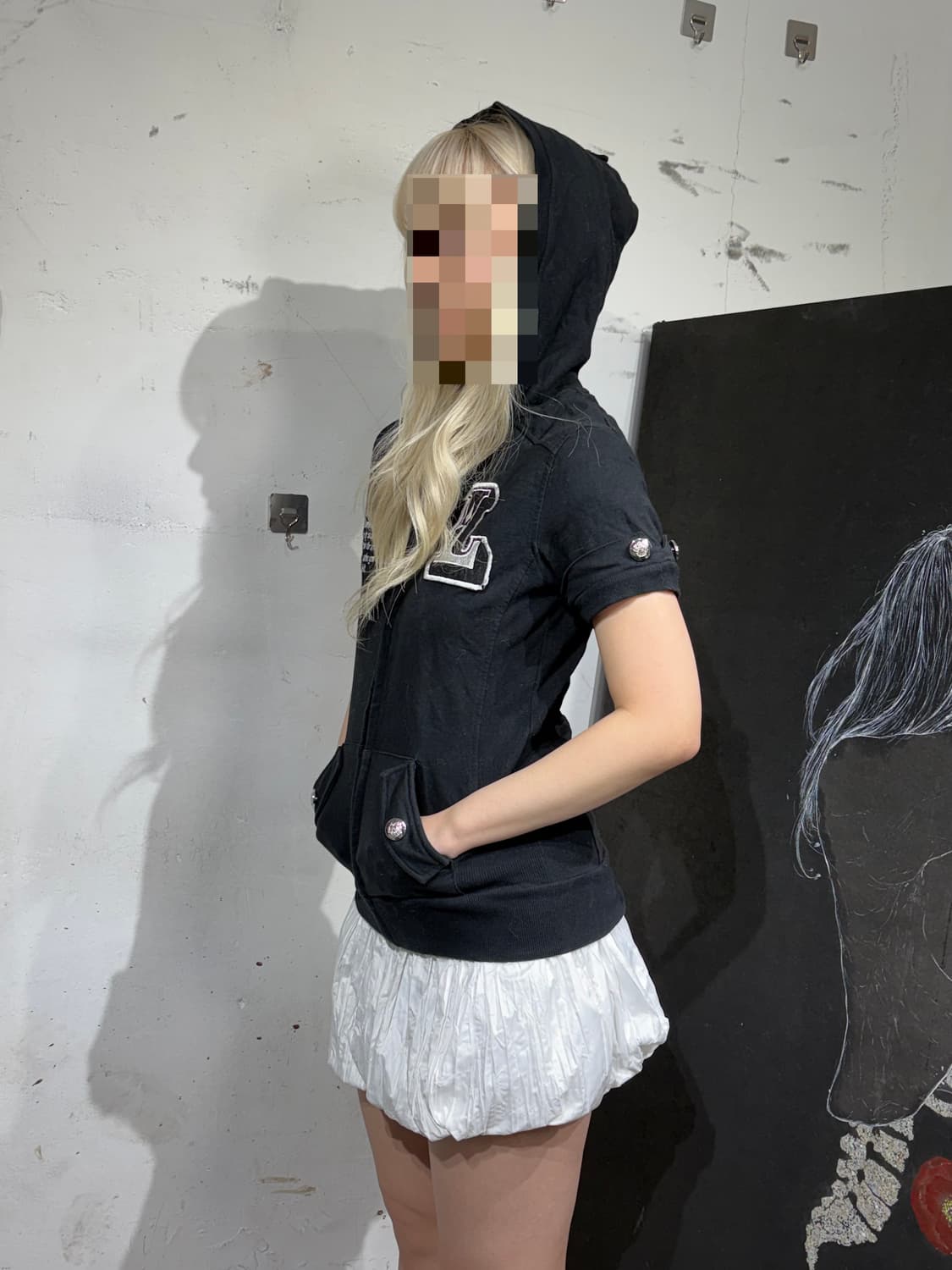 리즈리사 히메 갸루 딱붙 후드 집업 하프 져지 상품이미지4