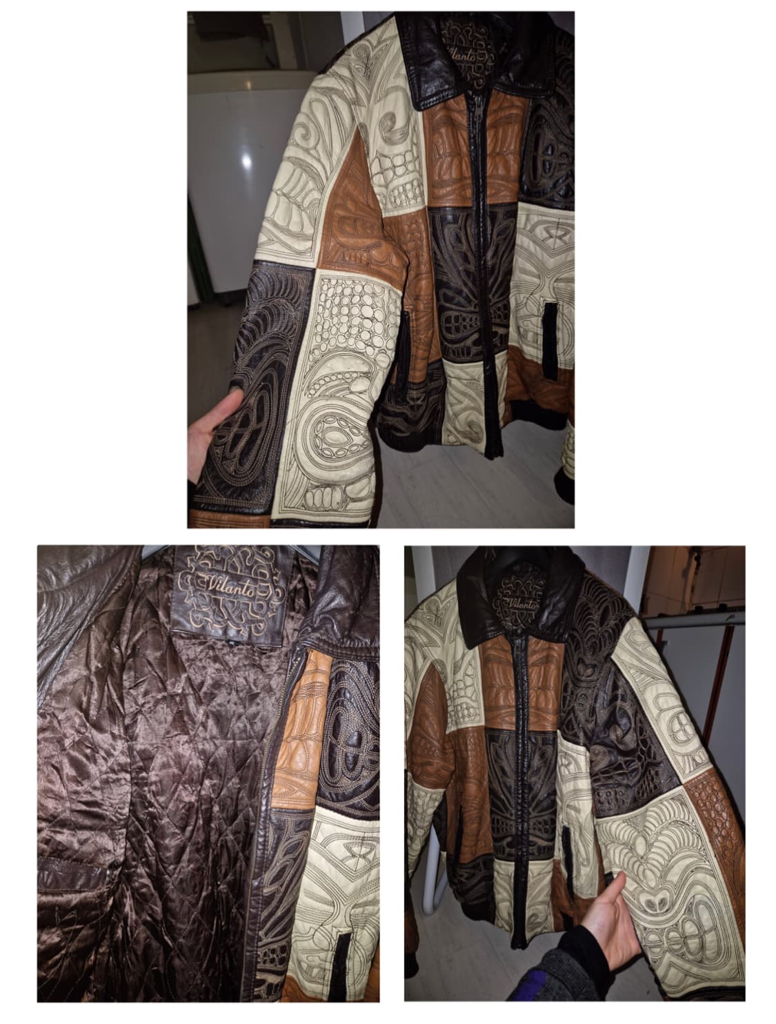 오리엔탈 패치워크 가죽 봄버 자켓 상품이미지3