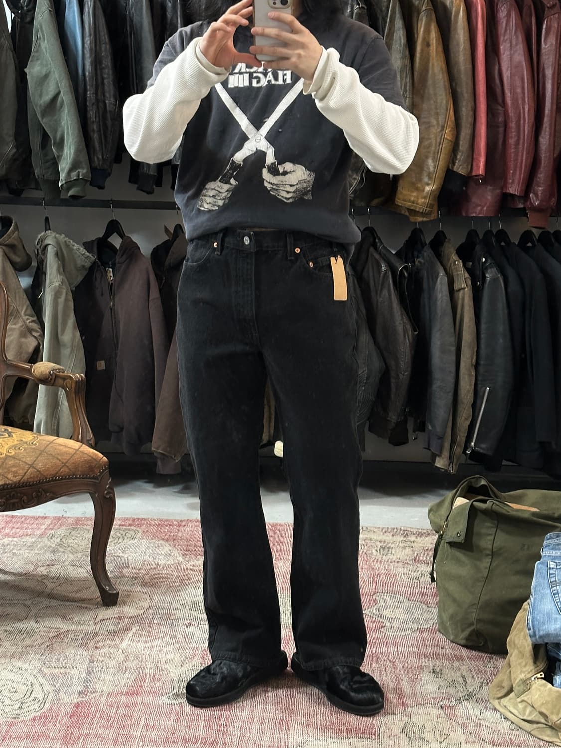 90's USA Made 리바이스 517 블랙 부츠컷 플레어진 상품이미지2