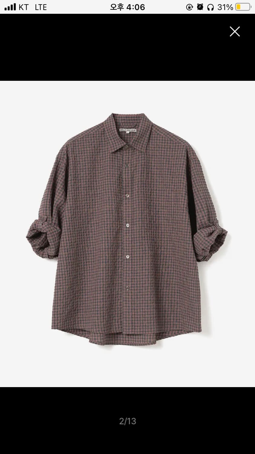 [M] 밀로 아카이브 박스 체크 롤버 셔츠(스모크 핑크) 상품이미지2