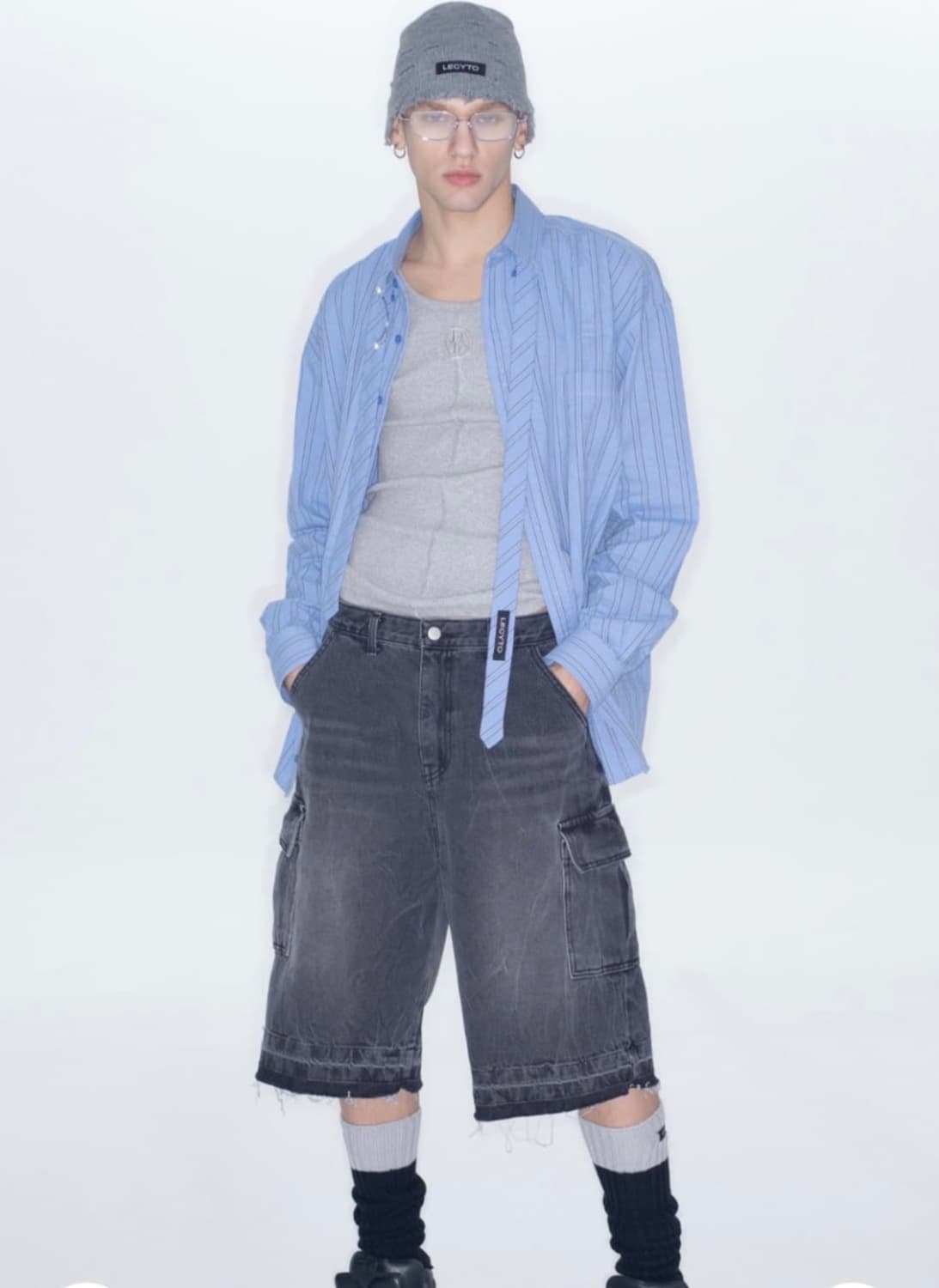 레시토 overfit stripe Tie shirt 상품이미지4