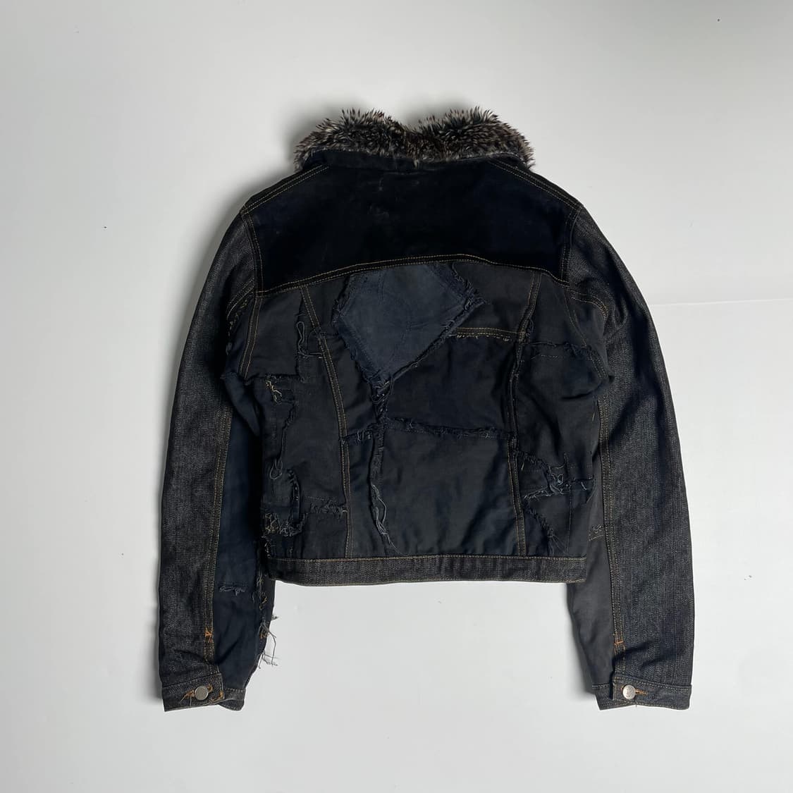 Paolo lastrucci  패치워크 데님 퍼 자켓 (italy)   상품이미지5