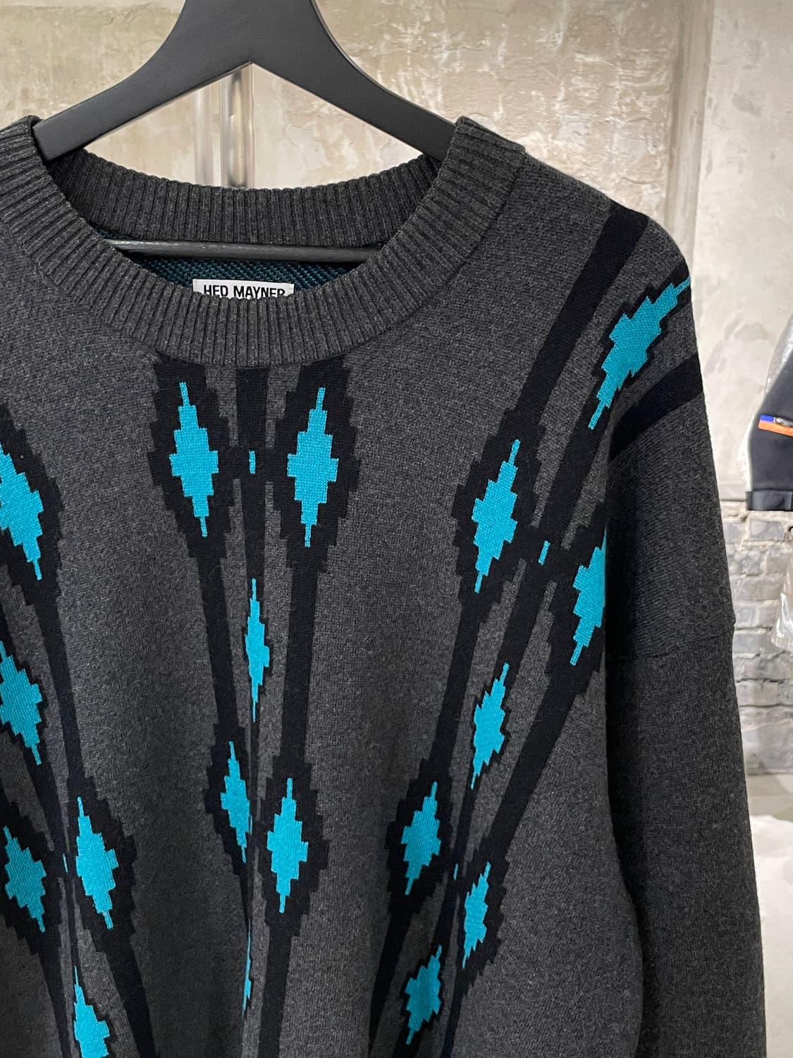 헤드 메이너 그레이 인타르시아 오버 니트 상품이미지3