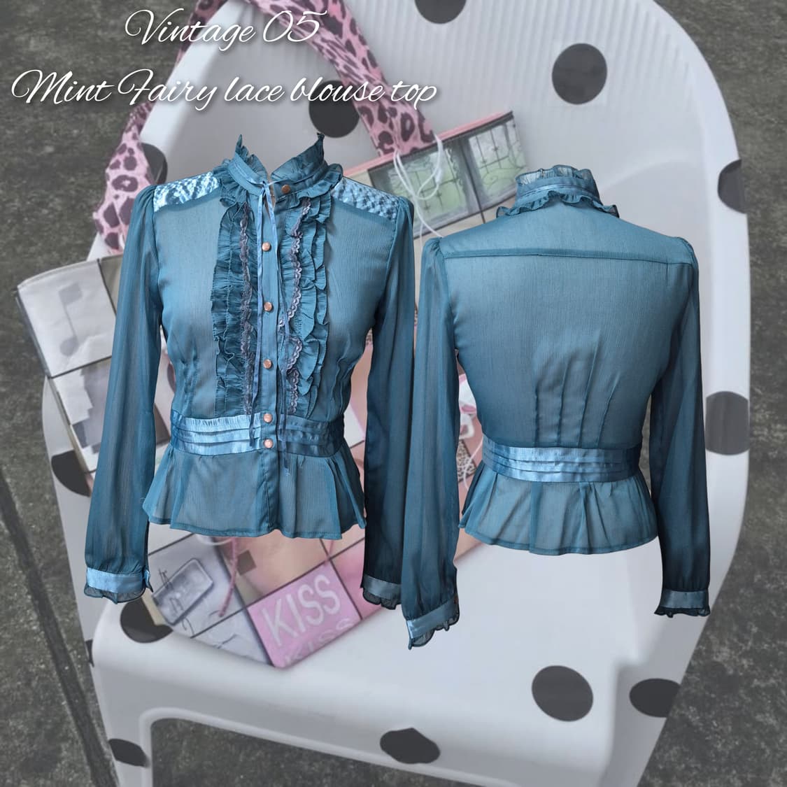 Vintage 05 Mint Fairy frill blouse top 상품이미지1