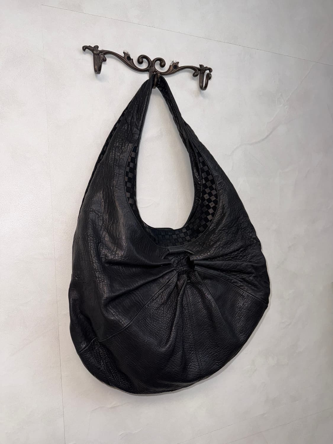 Black checkerboard shirring hobo bag 상품이미지2