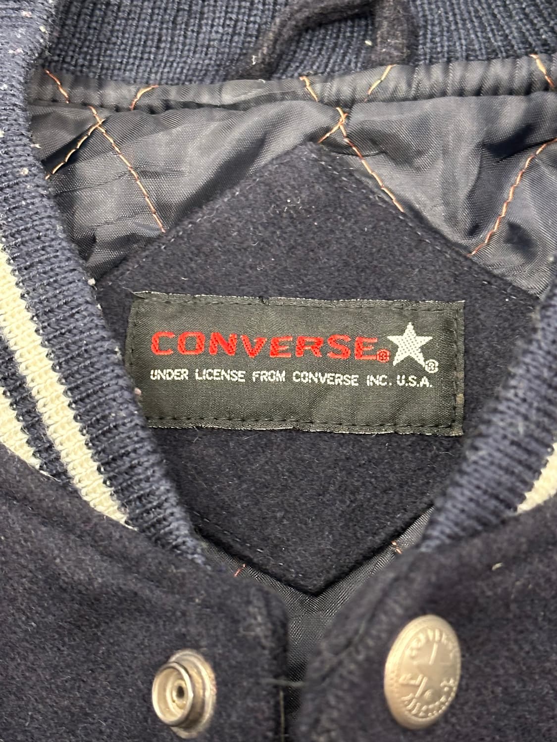 OS)컨버스 빈티지 빅로고 크롭 울 바시티 자켓 상품이미지4