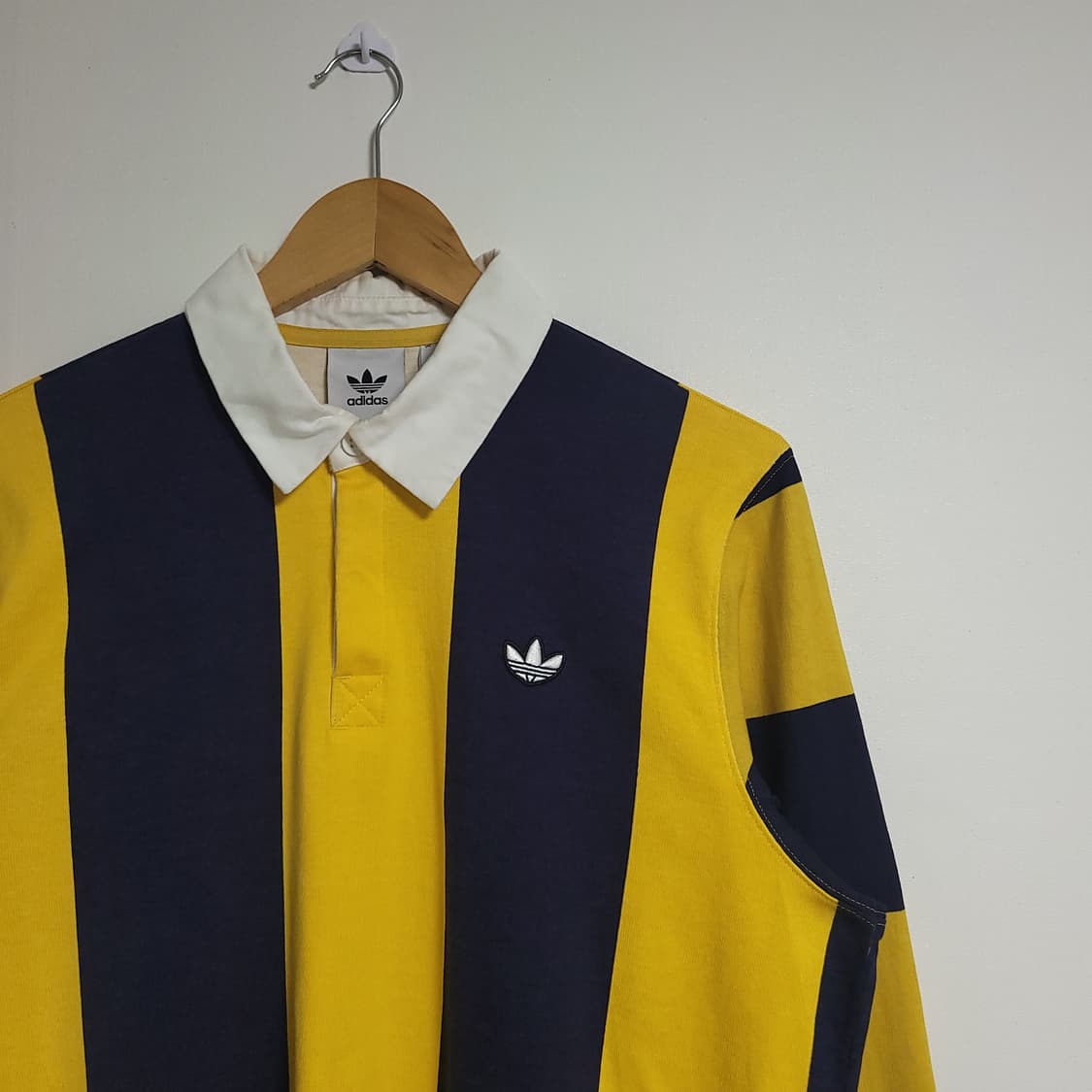 (XL) ADIDAS 아디다스 럭비티 옐로우 네이비 긴팔 카라티 상품이미지2