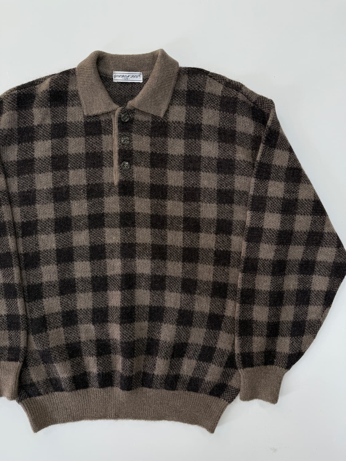 빈티지 체크 니트 폴로 스웨터 상품이미지3