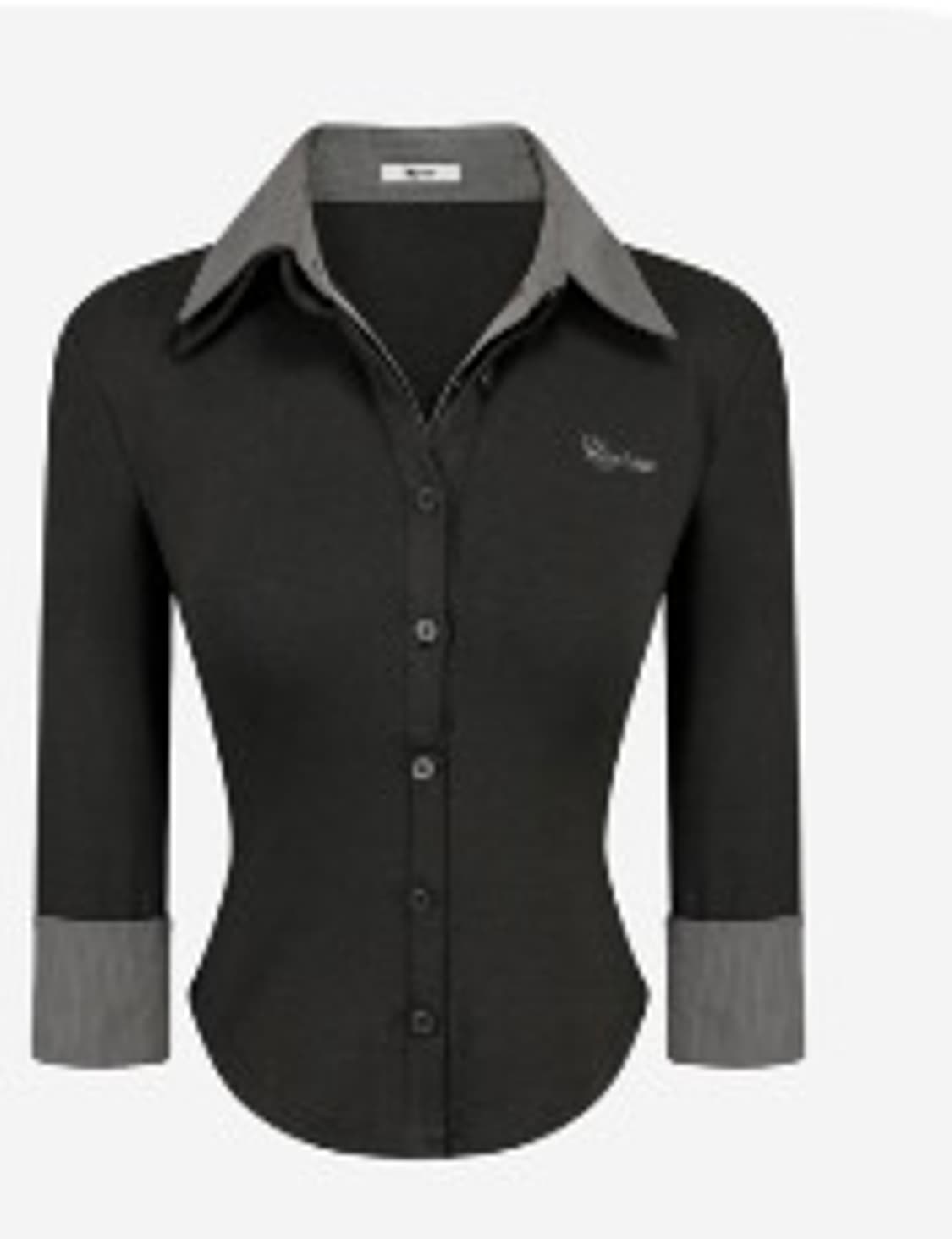 카시코 더블 카라 슬림 셔츠 차콜 s 상품이미지1