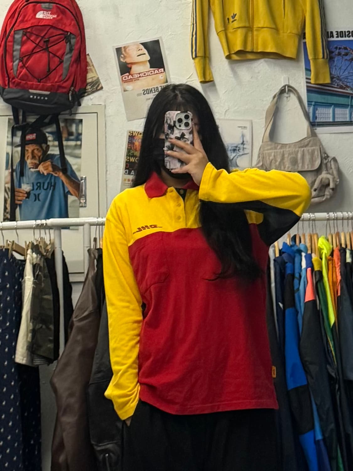 DHL 빈티지 y2k 올드스쿨 폴로 긴팔 카라티 M 상품이미지1