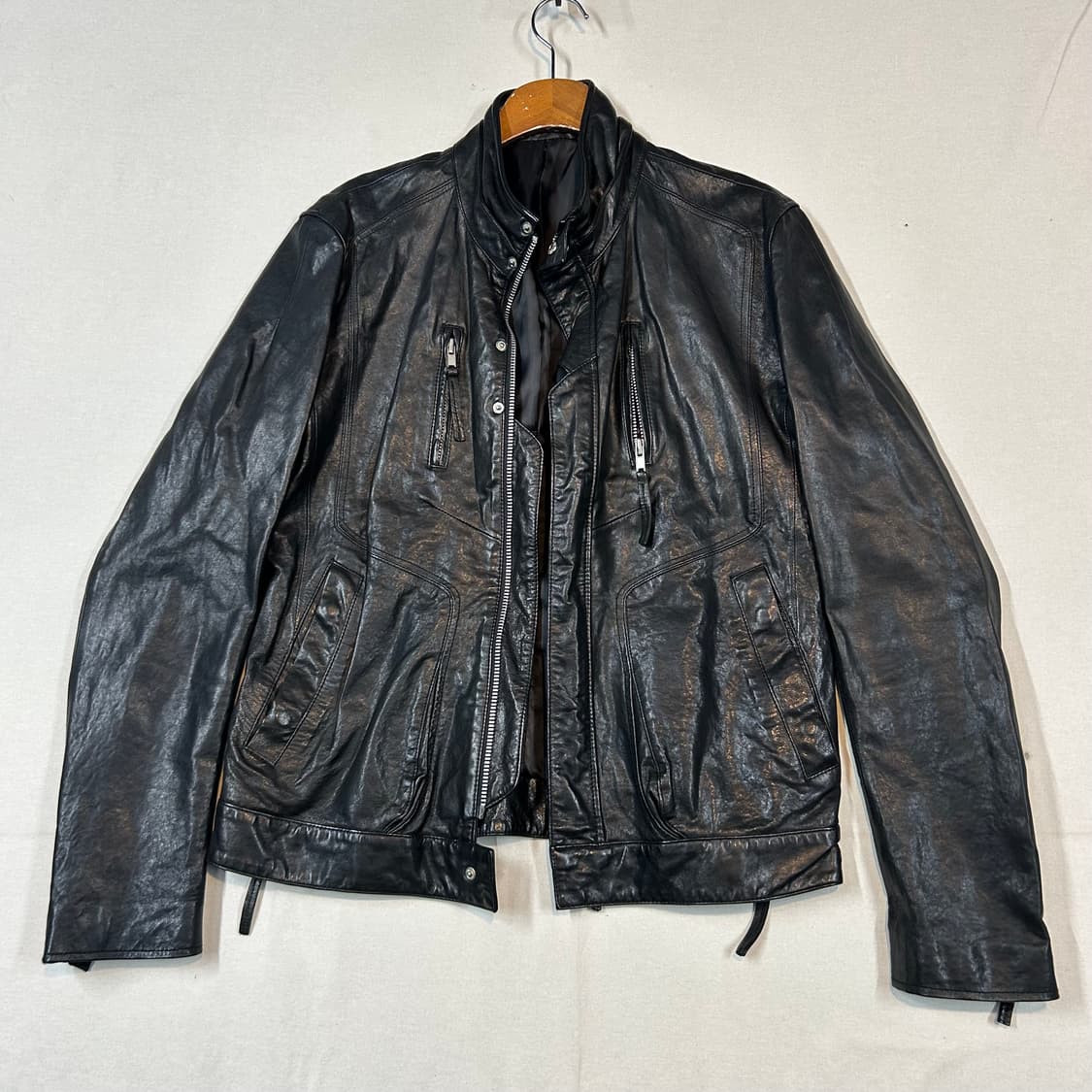 XL) 빈티지 램스킨 양가죽 멀티 포켓 싱글 라이더 자켓 상품이미지1