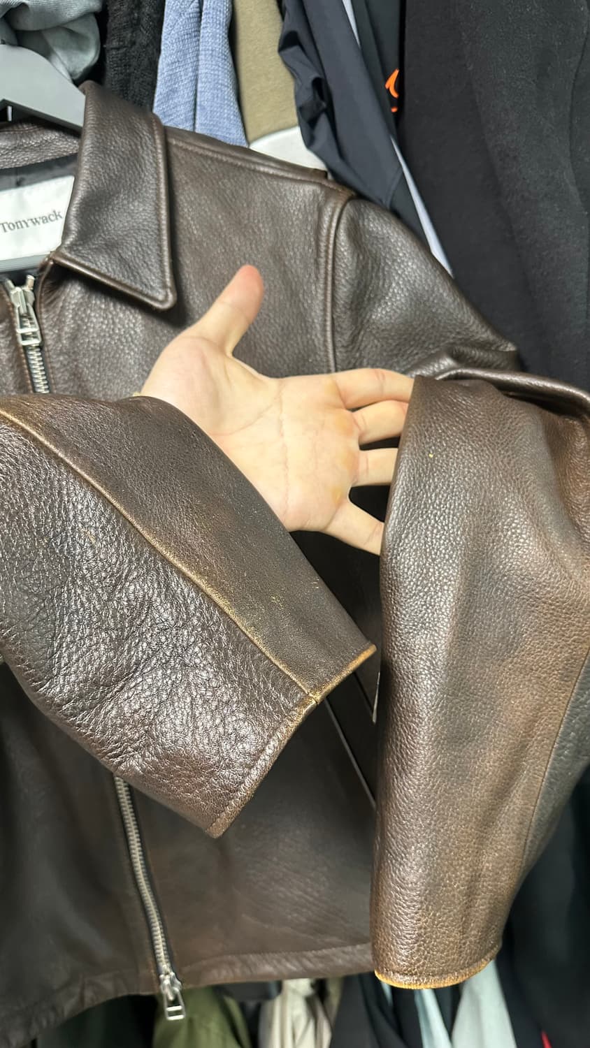 토니웩 디스트로이트 브라운 싱글 레더 자켓 L 상품이미지6