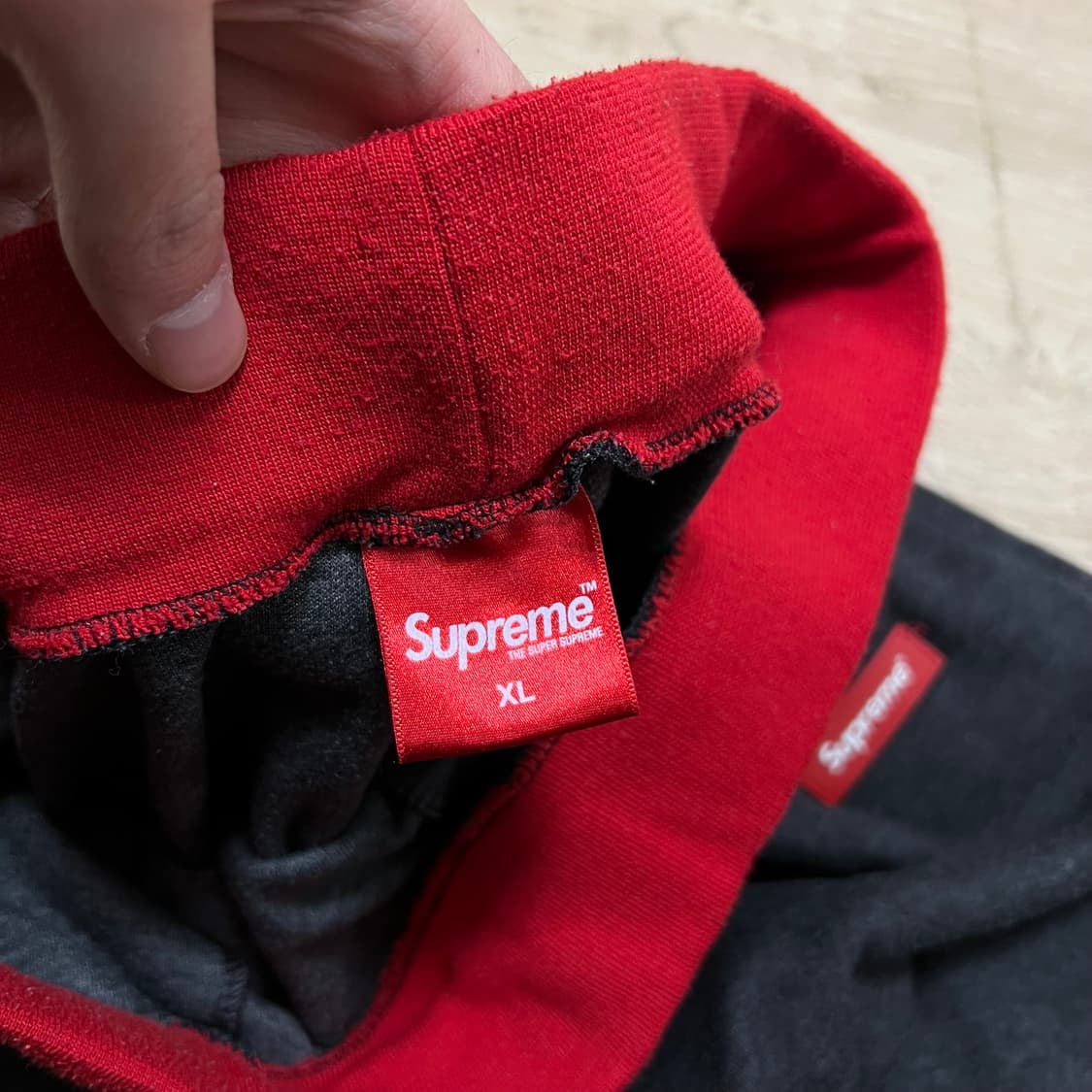 슈프림 박스로고 와펜 삼선 배색 밴딩 7부 조거팬츠 [차콜] XL 상품이미지5