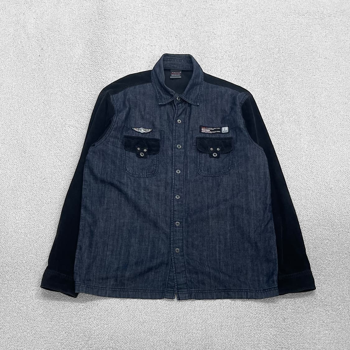 후부 Fubu 배색 투톤 데님 코듀로이 셔츠 상품이미지1