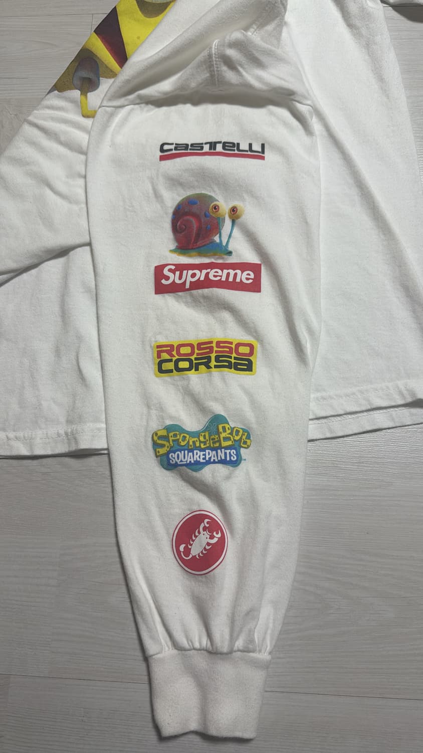슈프림 x 스폰지밥 카스텔리 레이싱 롱슬리브 티셔츠 화이트 M사이즈 상품이미지3