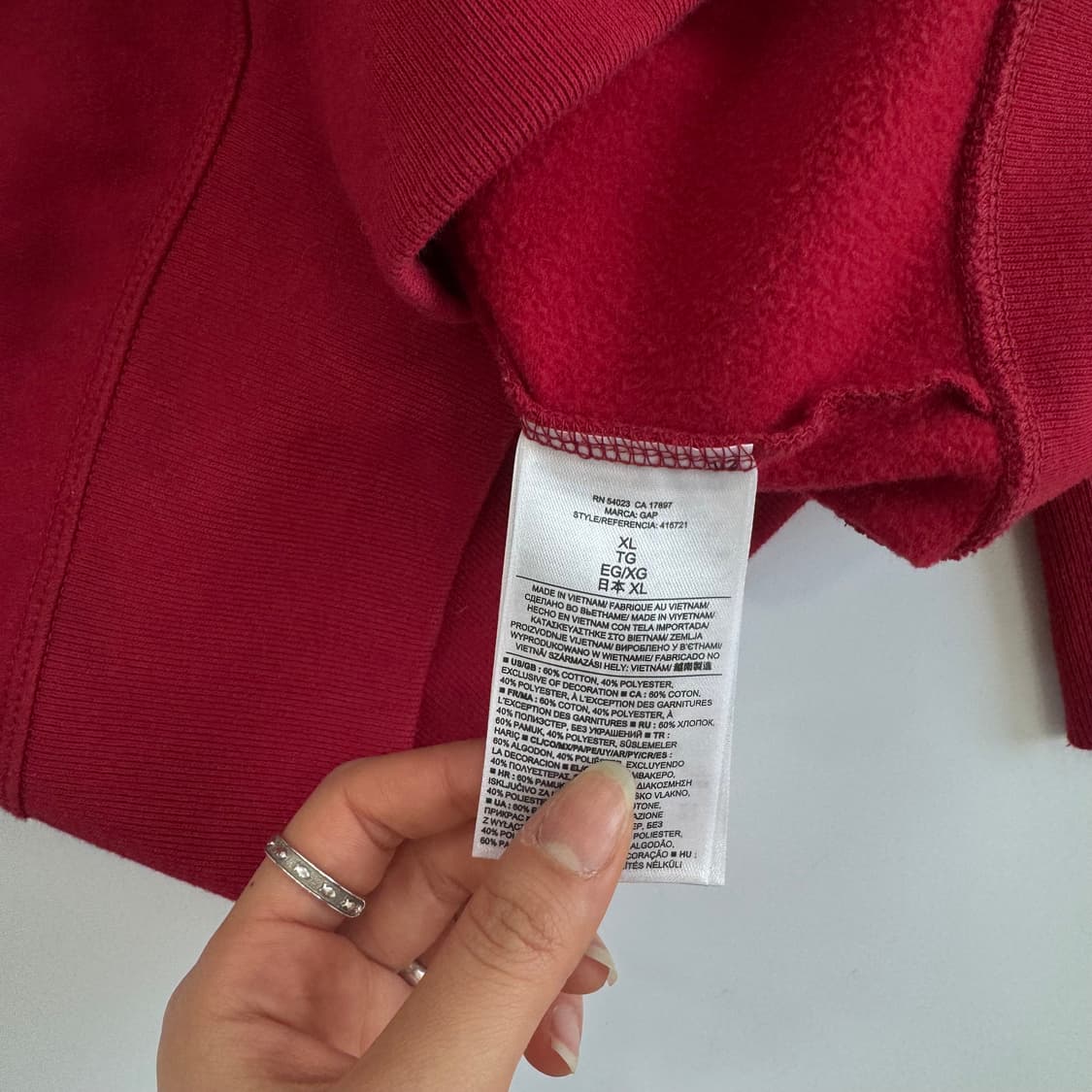 Gap 갭 화이트 로고 레드 후드집업 상품이미지6