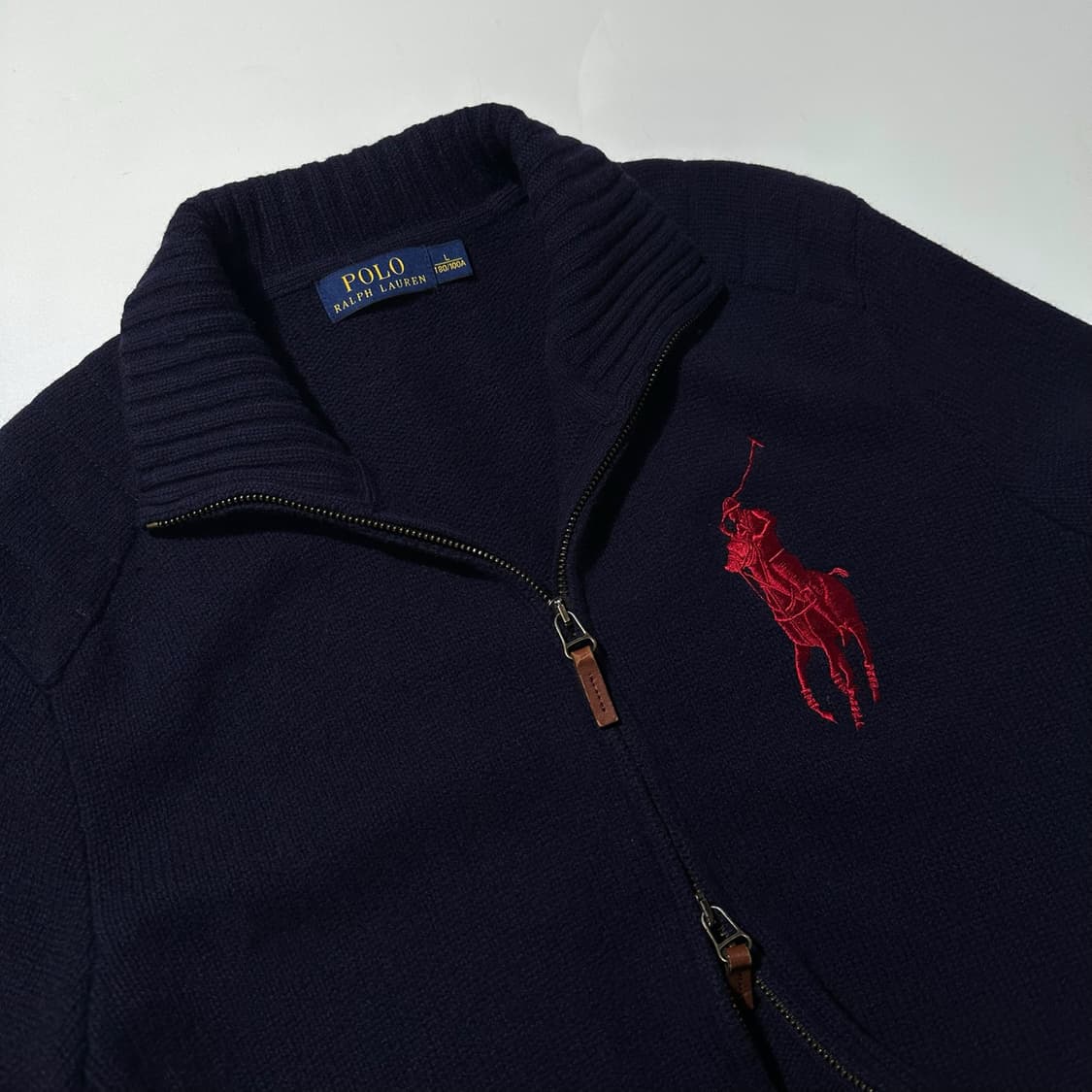 폴로 랄프로렌 빅포니 투웨이 니트 집업 가디건 네이비 상품이미지4