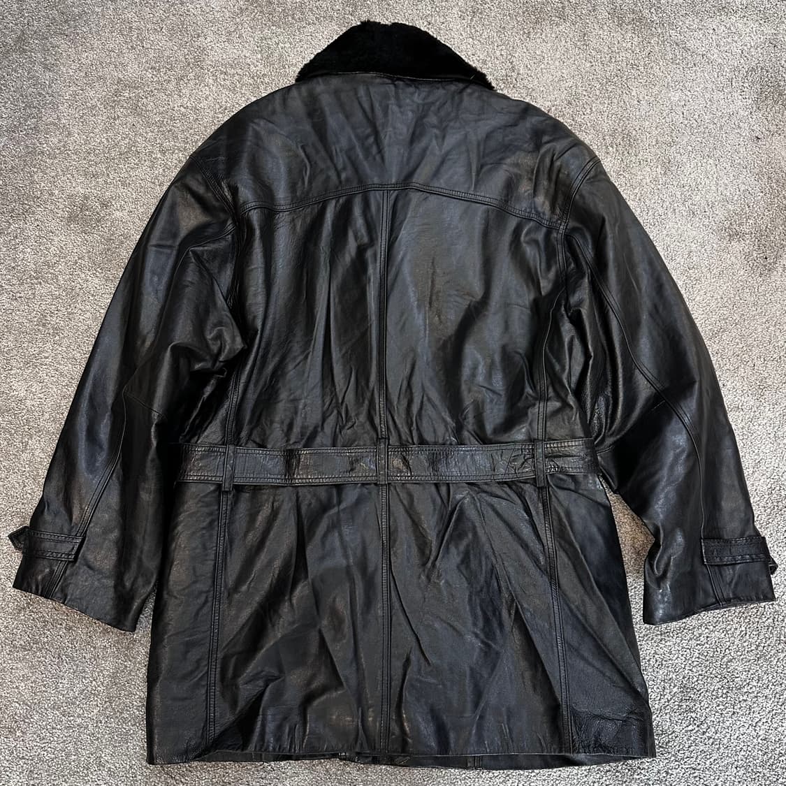 빈티지 양가죽 퍼 트리밍 벨티드 자켓XL 상품이미지7