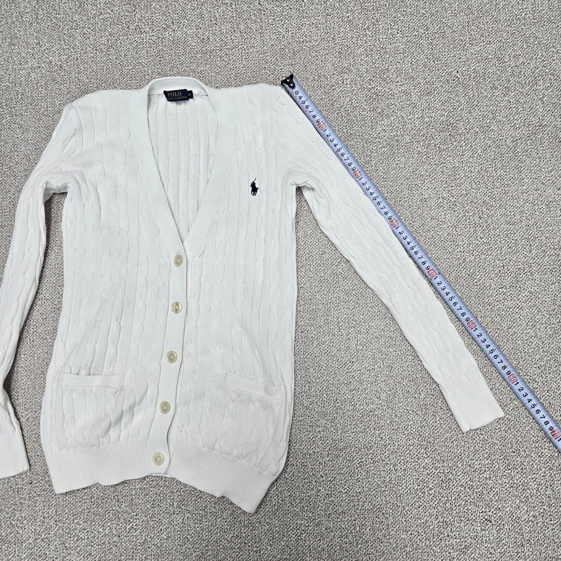 a0112. 폴로 랄프로렌 화이트 케이블 니트 가디건 M 상품이미지8