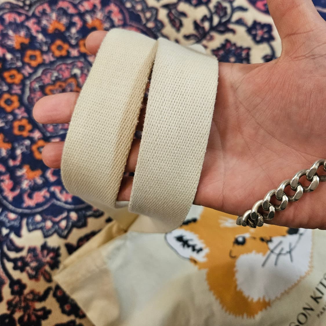 메종키츠네 폭스헤드 토트백 에크루 Free  상품이미지5