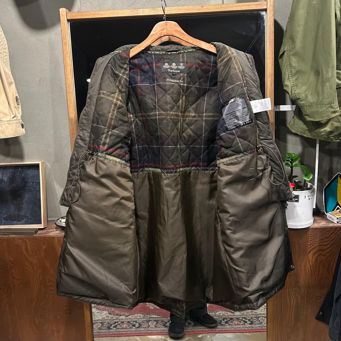 XL) 바버 스런턴 왁스 자켓 올리브 그린 상품이미지4
