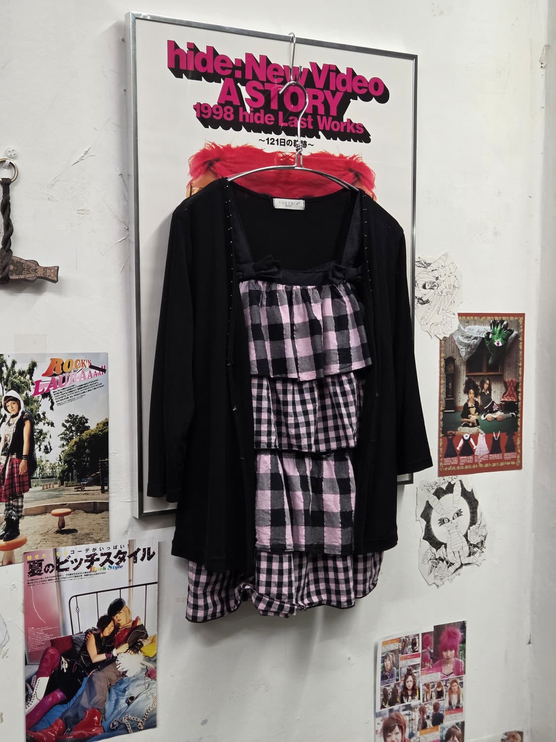 JPN 핑크 체크 슬리브리스 SET 상품이미지1