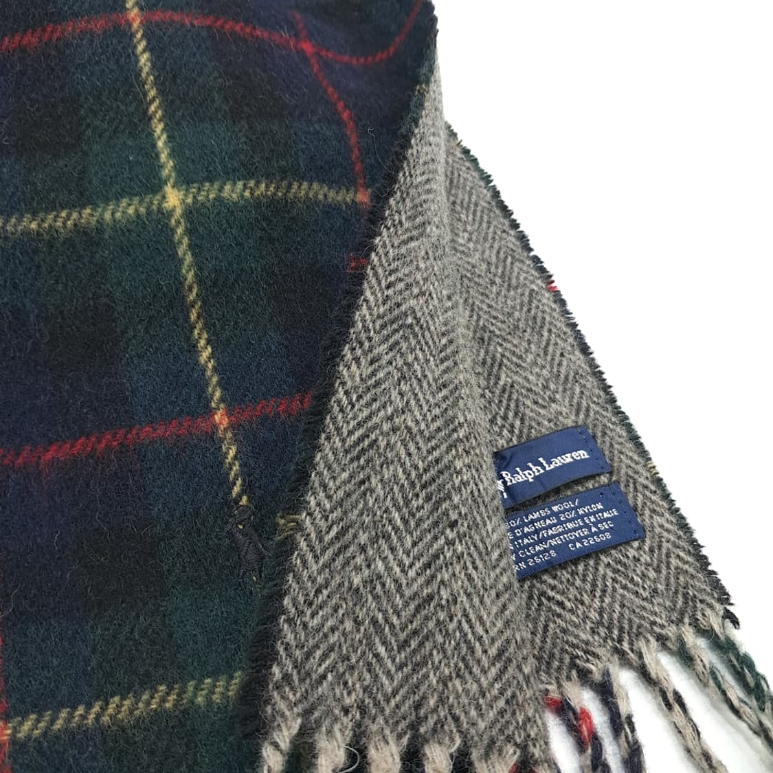 MX294 폴로 랄프로렌 블랙워치 헤링본 램스울 양면 목도리 머플러 상품이미지5